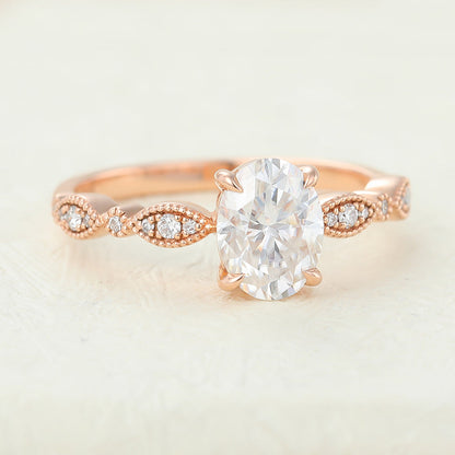 Oval Vintage Pave Lab-Grown Diamond Engagement Ring