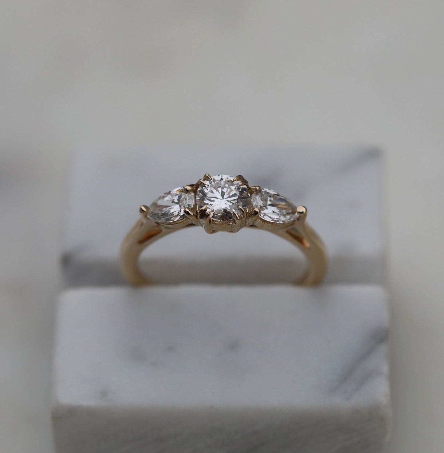 0.50 CT Round Three Stones Lab Grown Diamond Engagement Ring