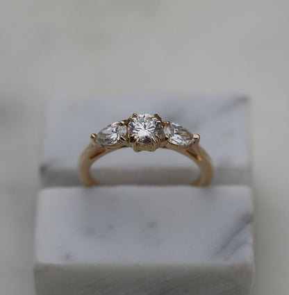 0.50 CT Round Three Stones Lab Grown Diamond Engagement Ring