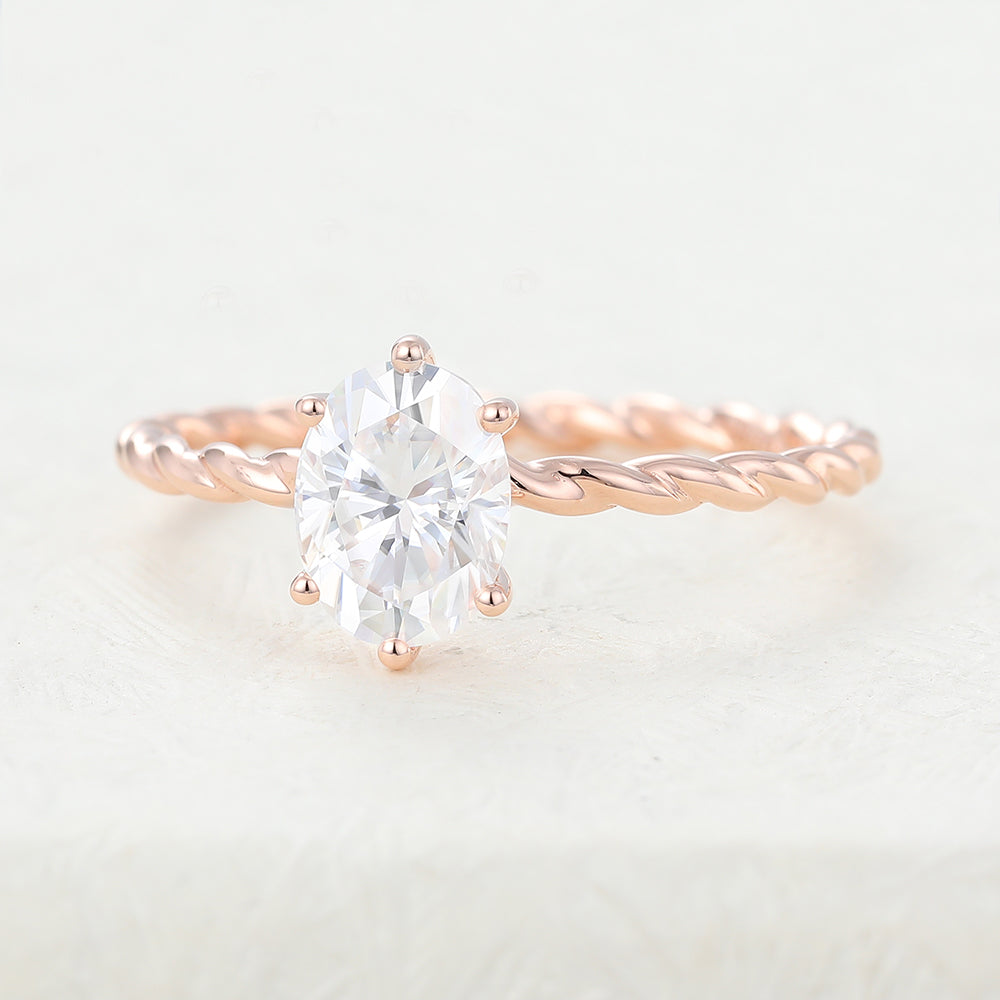 Oval Solitaire Twisted Shank Lab-Grown Diamond Engagement Ring