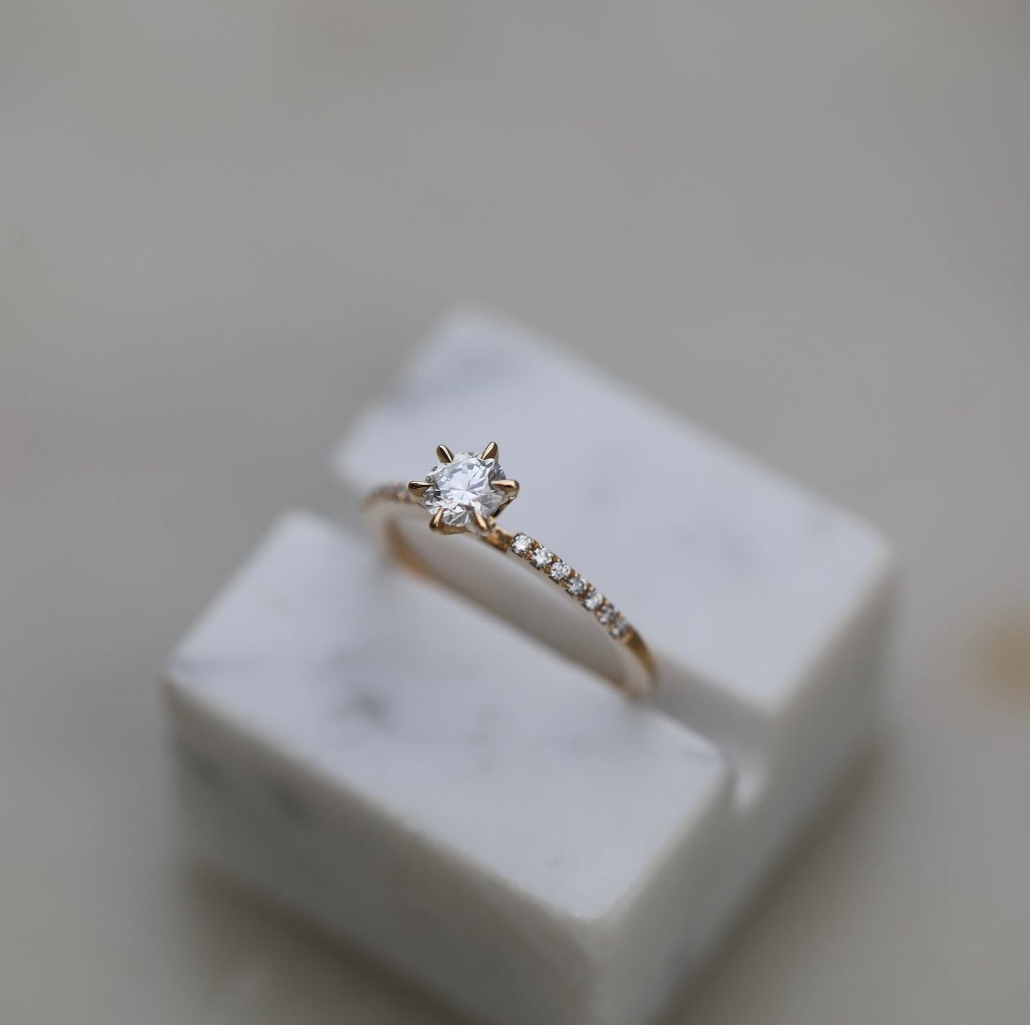 Round Cut Pave Lab Grown Diamond Engagement Ring