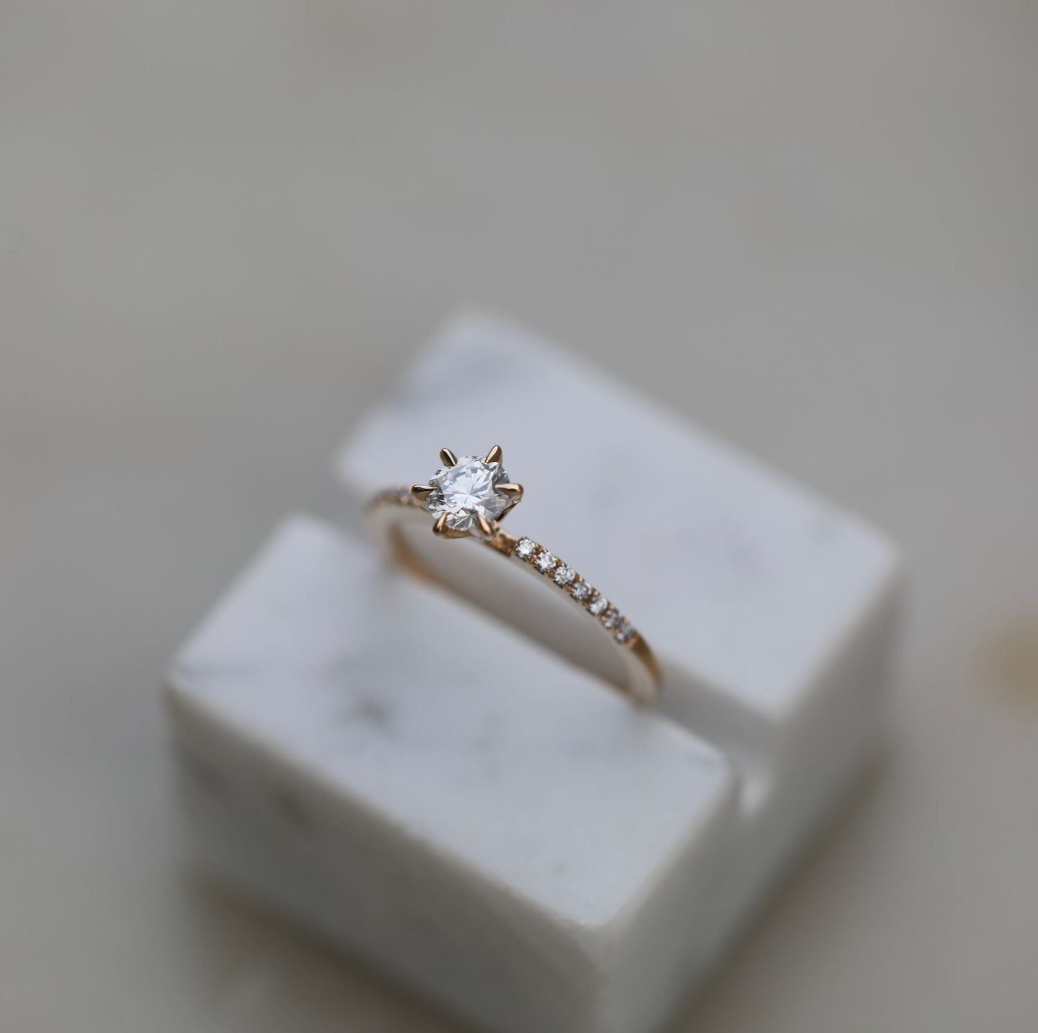 Round Cut Pave Lab Grown Diamond Engagement Ring