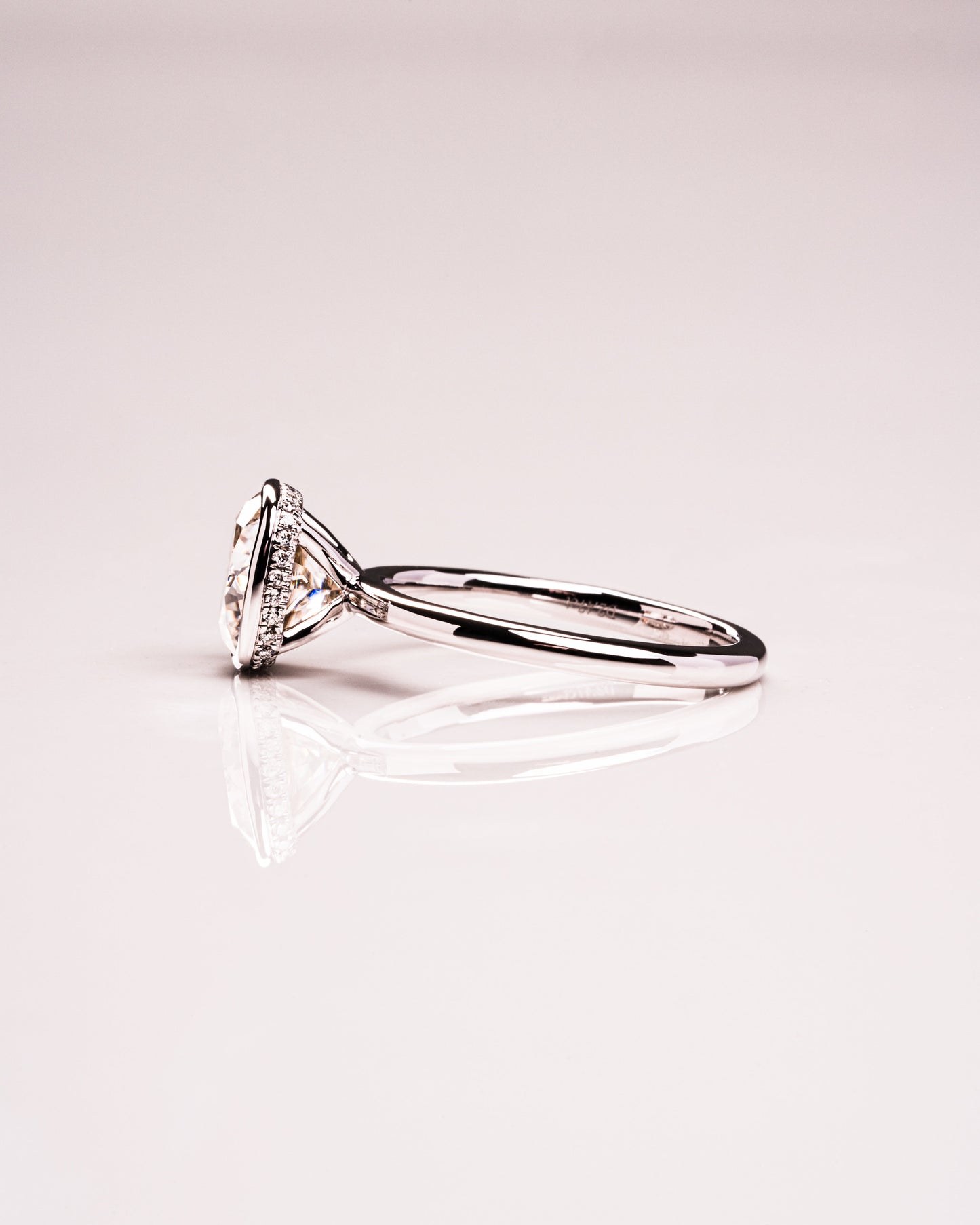 2.15 CT Cushion Hidden Halo Bezel Lab Grown Diamond Engagement Ring