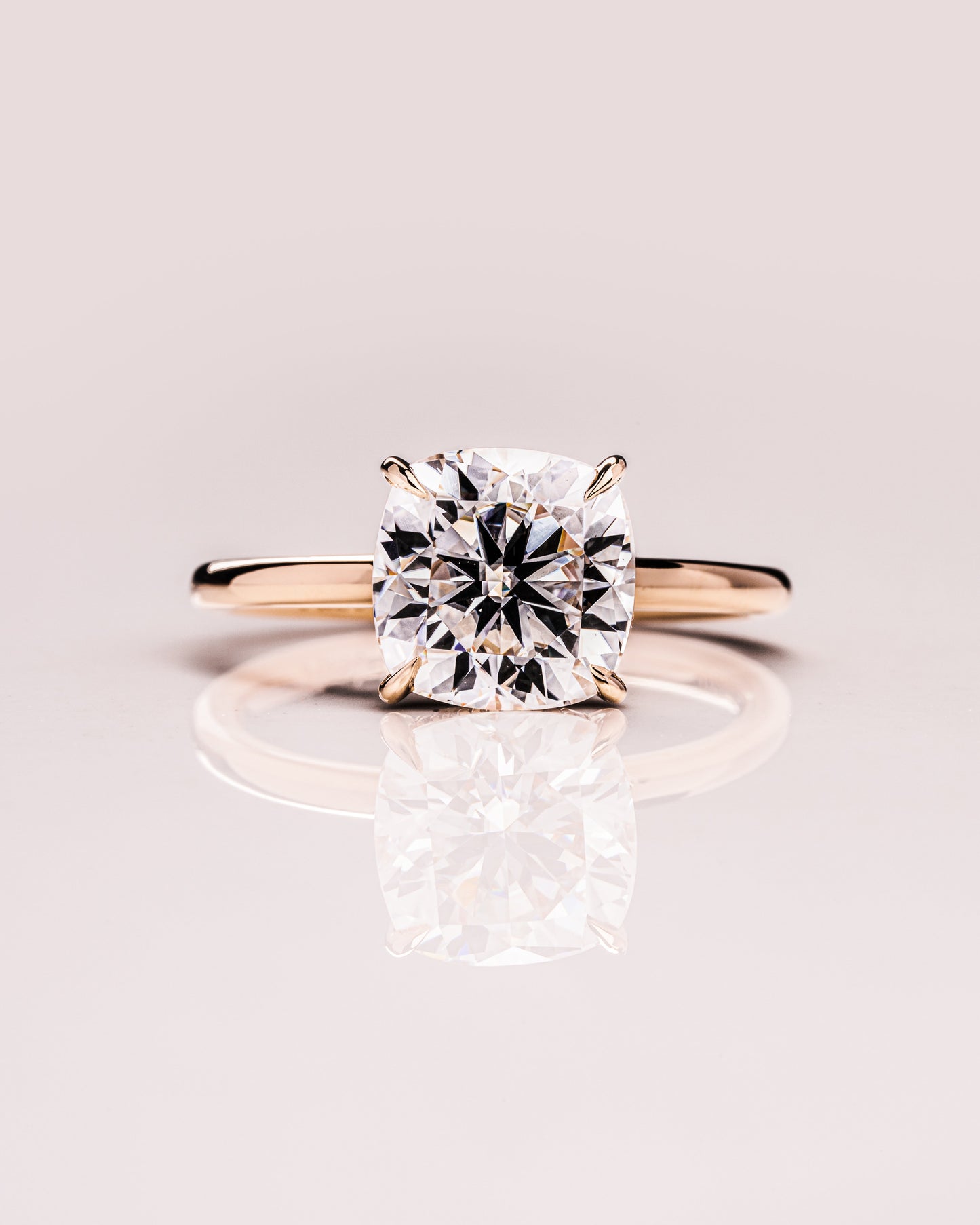 2.15 CT Cushion Cut Lab Grown Diamond Engagement Ring With Hidden Halo Setting