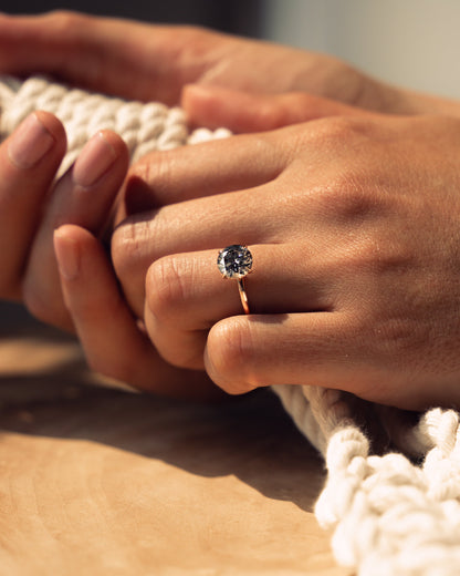 1.60 CT Round Cut Lab Grown Diamond Engagement Ring With Hidden Halo Setting