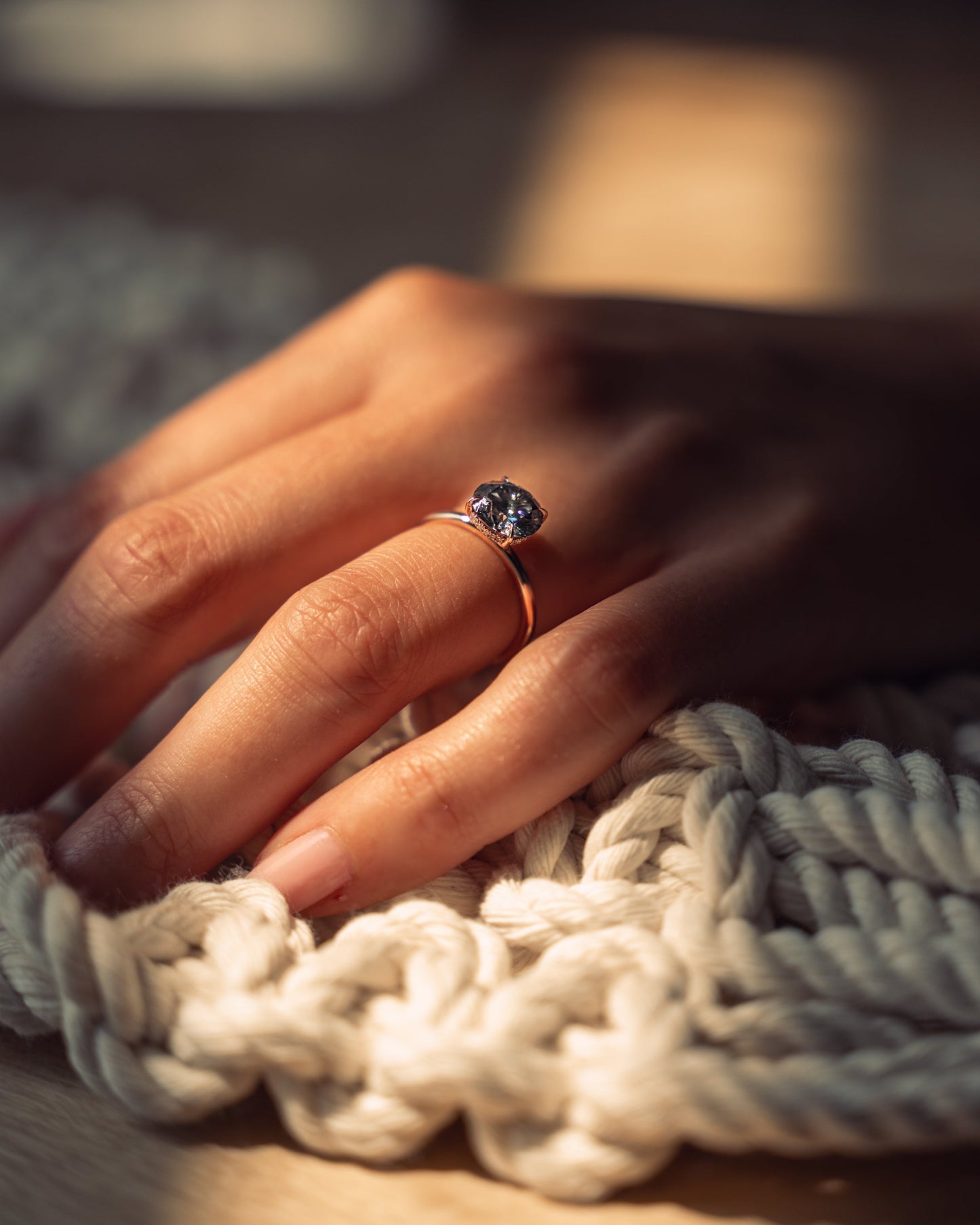 1.60 CT Round Cut Lab Grown Diamond Engagement Ring With Hidden Halo Setting