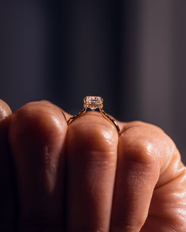 1.49 CT Cushion Cut Moissanite Engagement Ring With Hidden Halo Setting