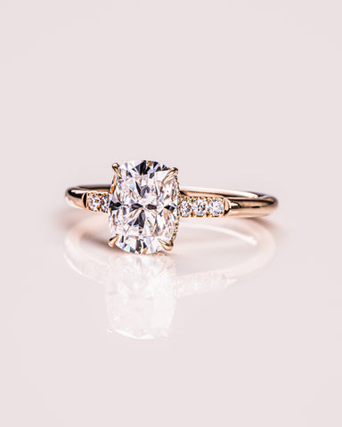 1.49 CT Cushion Cut Moissanite Engagement Ring With Hidden Halo Setting