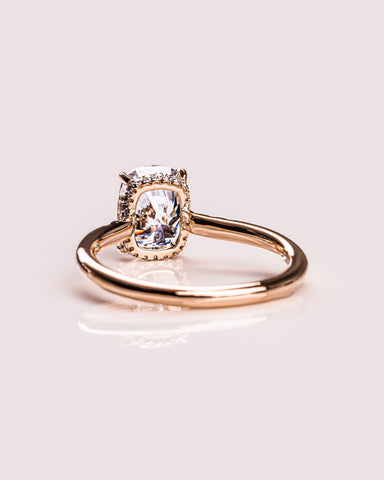 1.49 CT Cushion Cut Moissanite Engagement Ring With Hidden Halo Setting