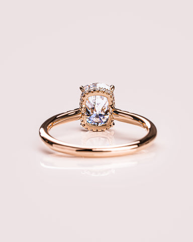 1.49 CT Cushion Cut Moissanite Engagement Ring With Hidden Halo Setting
