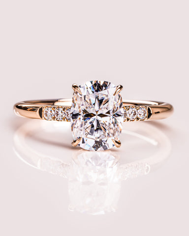 1.49 CT Cushion Cut Moissanite Engagement Ring With Hidden Halo Setting
