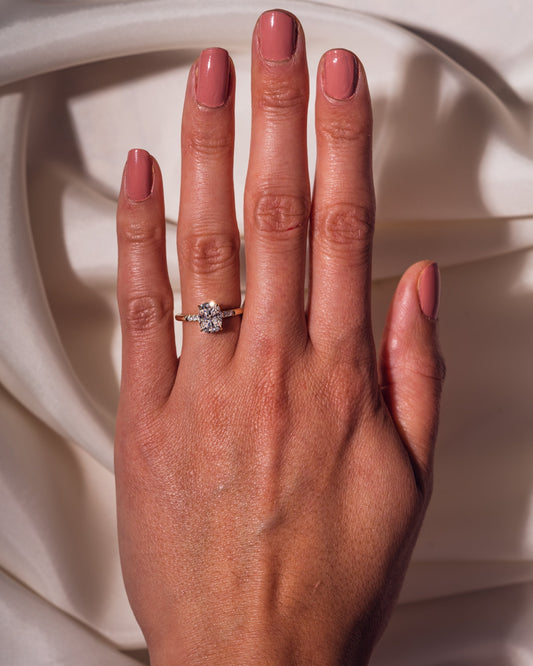 1.49 CT Cushion Cut Lab Grown Diamond Engagement Ring With Hidden Halo Setting