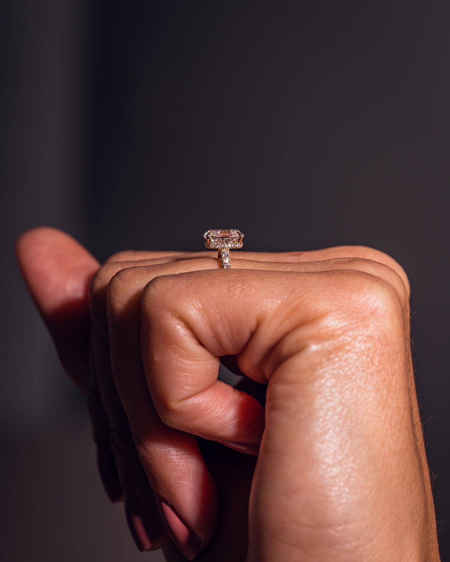 1.49 CT Cushion Cut Lab Grown Diamond Engagement Ring With Hidden Halo Setting