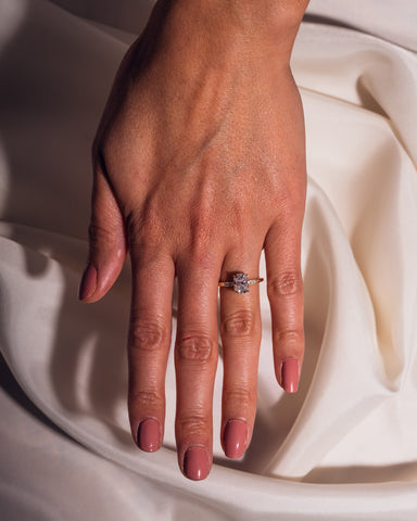 1.49 CT Cushion Cut Moissanite Engagement Ring With Hidden Halo Setting