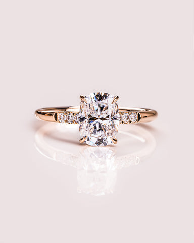 1.49 CT Cushion Cut Moissanite Engagement Ring With Hidden Halo Setting