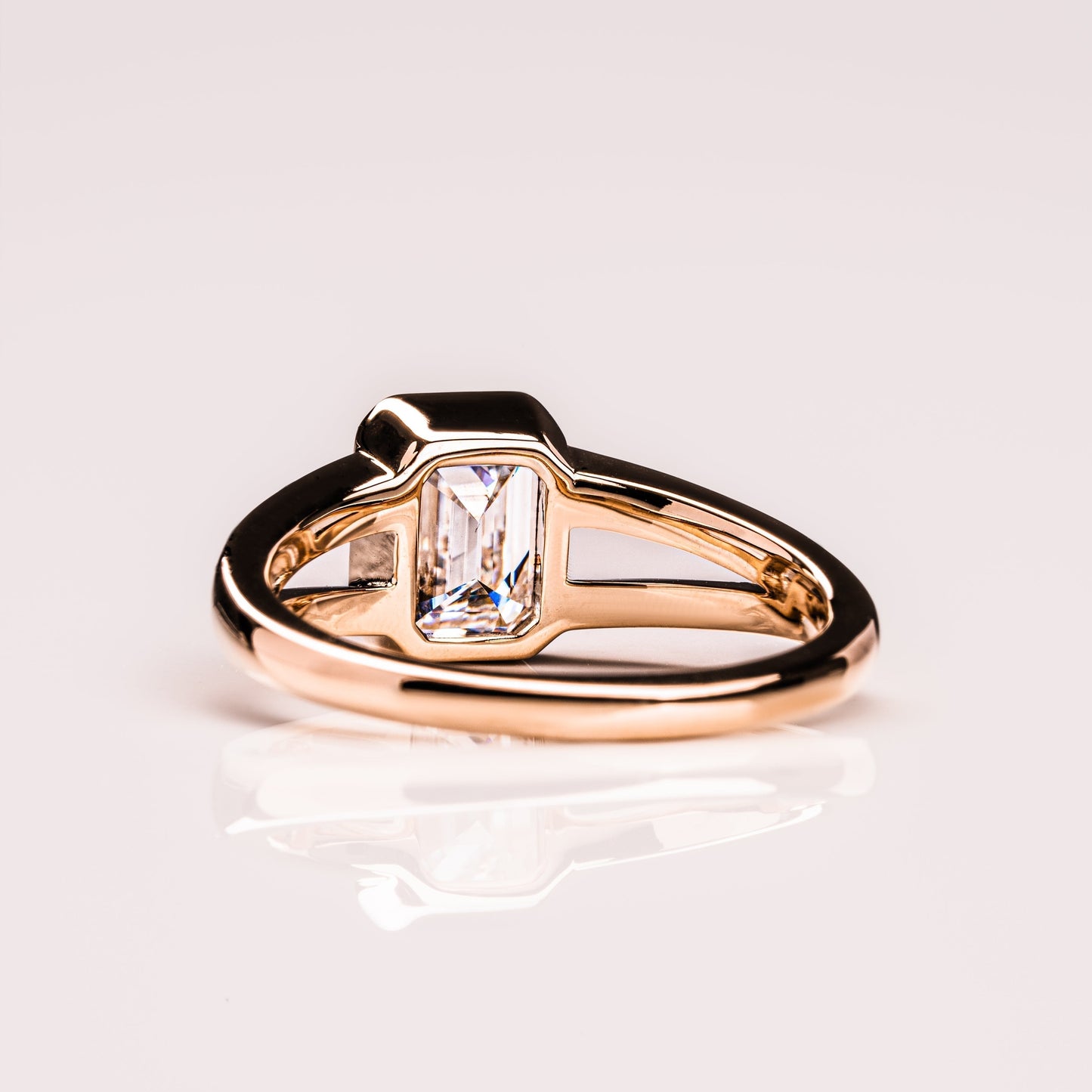 Emerald Solitaire & Split Shank Moissanite Engagement Ring