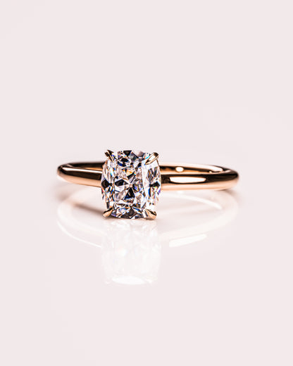 0.96 CT Cushion Hidden Halo Lab Grown Diamond Engagement Ring