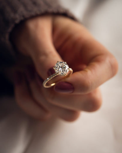 2.75 CT Round Cut Hidden Halo & Pave Setting Lab Grown Diamond Engagement Ring