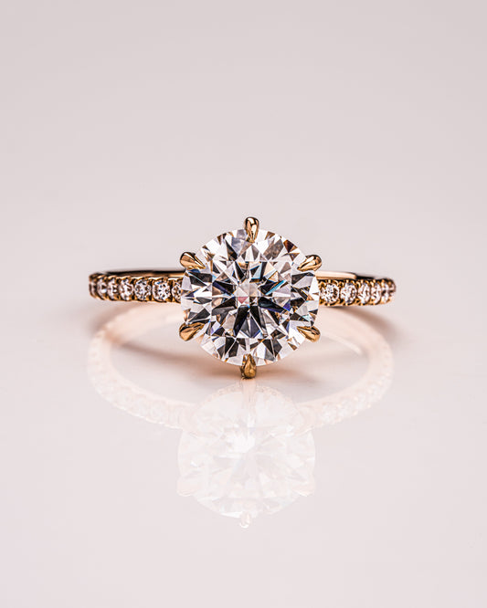 2.75 CT Round Cut Hidden Halo & Pave Setting Lab Grown Diamond Engagement Ring