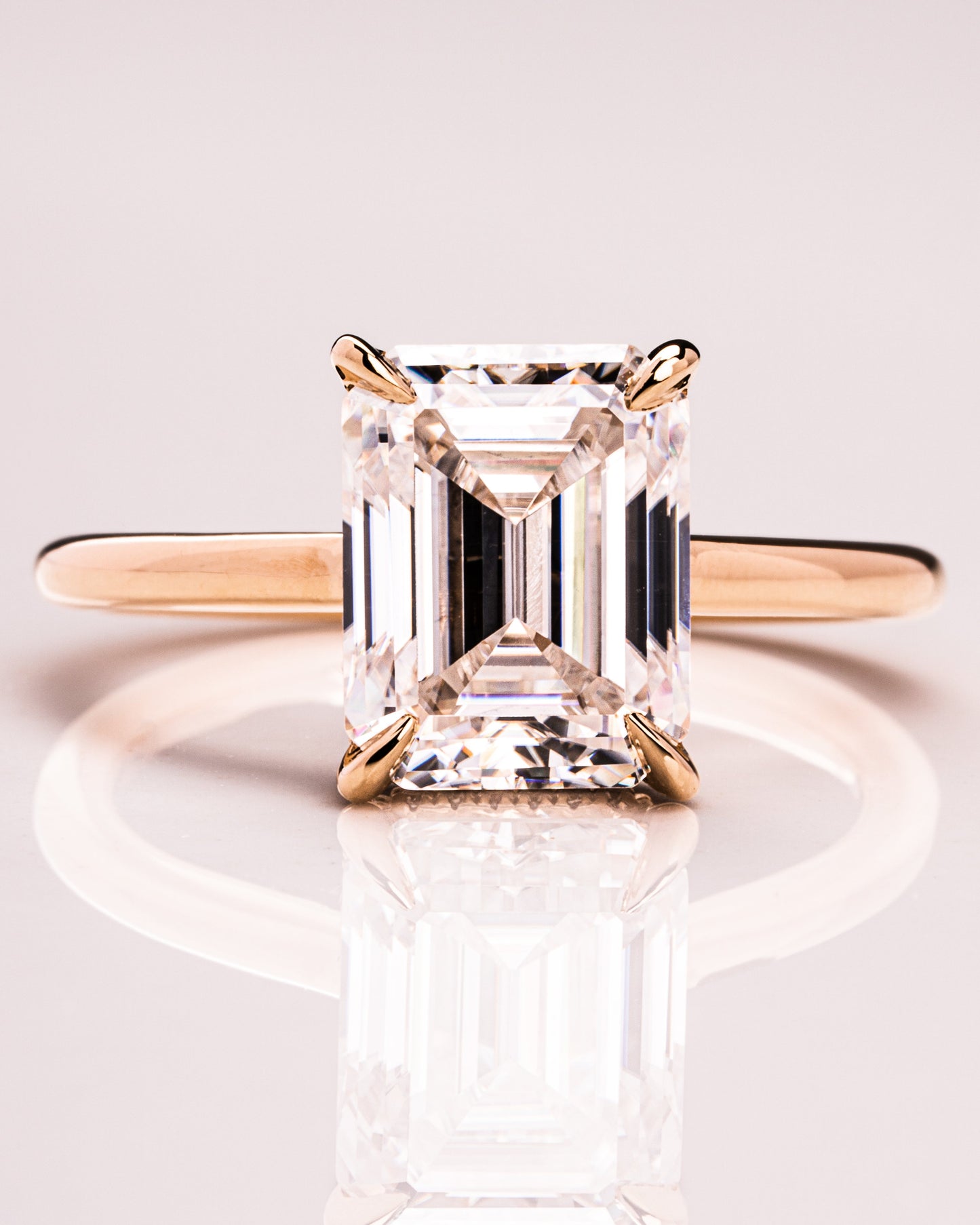 2.30 CT Emerald Cut Lab Grown Diamond Solitaire Engagement Ring With Hidden Halo Setting