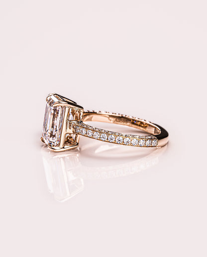 2.25 CT Emerald & Pear Two Stone Lab Grown Diamond Engagement Ring With Three Side Pave Setting