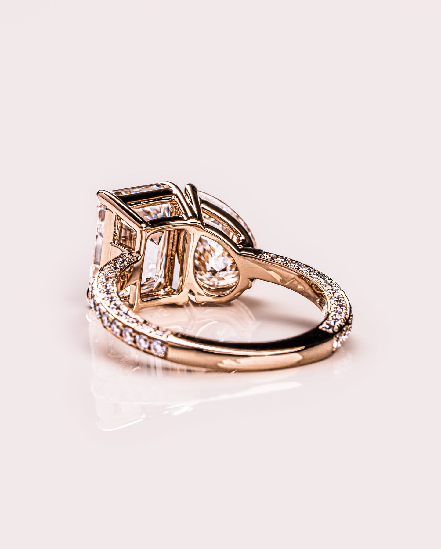 2.25 CT Emerald & Pear Two Stone Lab Grown Diamond Engagement Ring With Three Side Pave Setting