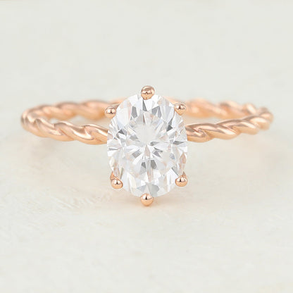 Oval Solitaire Twisted Shank Lab-Grown Diamond Engagement Ring