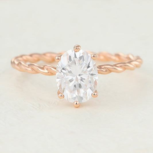 Oval Solitaire Twisted Shank Lab-Grown Diamond Engagement Ring