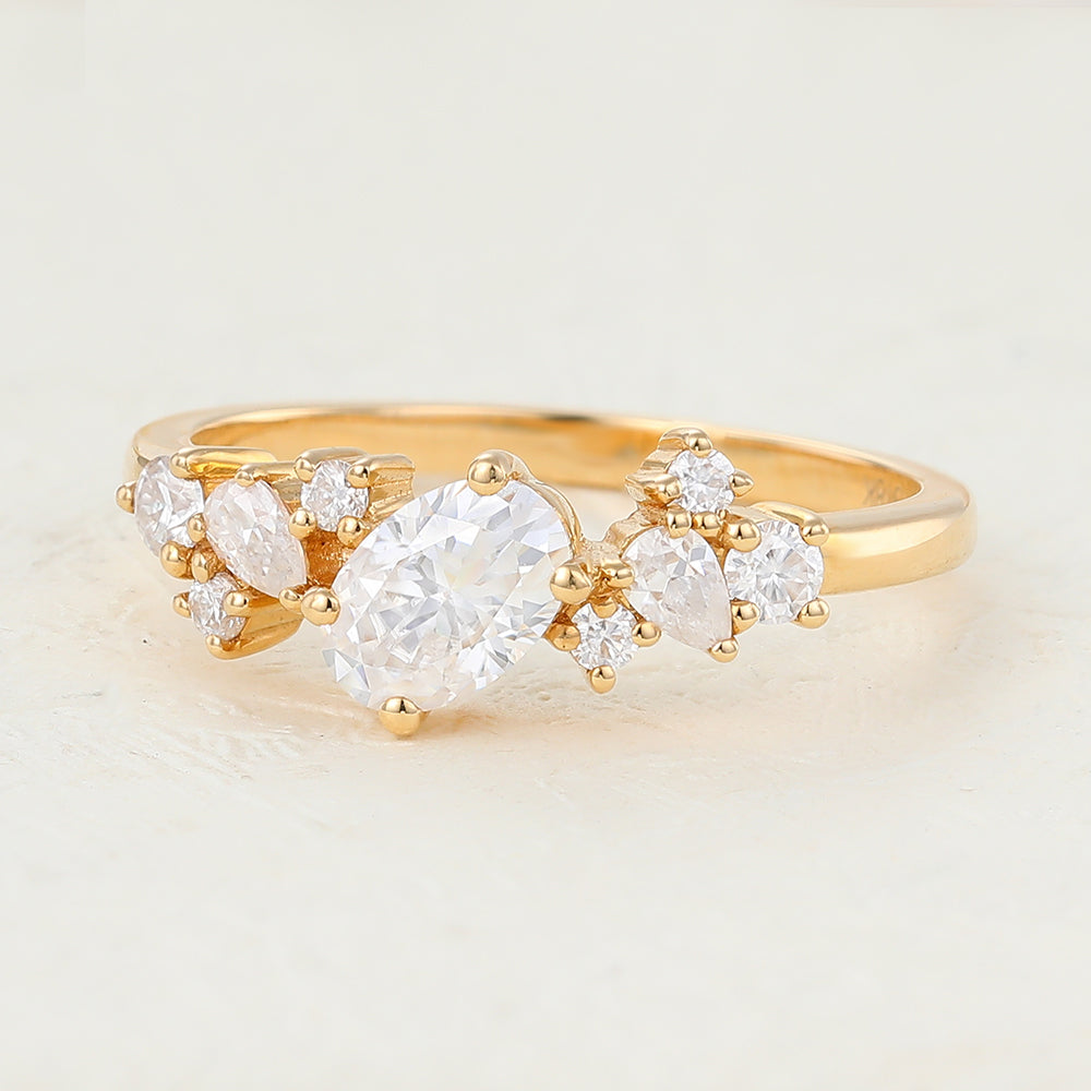 Oval Cluster Lab-Grown Diamond Engagement Ring