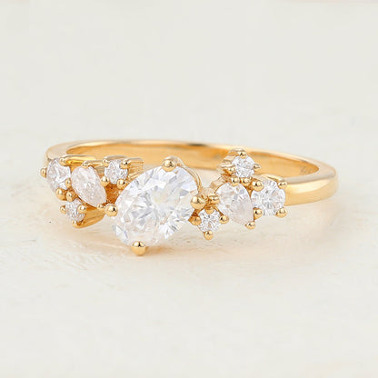 Oval Cluster Lab-Grown Diamond Engagement Ring
