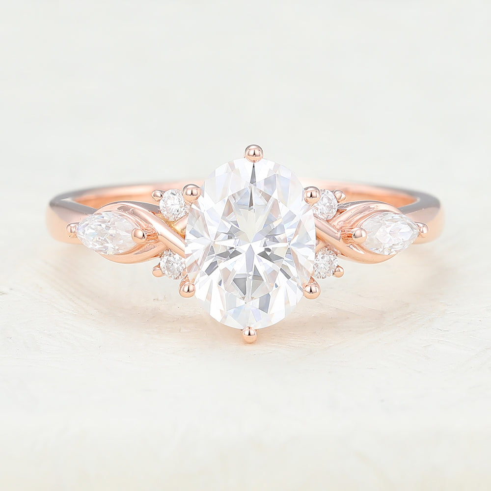 Oval Cluster Lab-Grown Diamond Engagement Ring