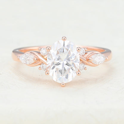 Oval Cluster Lab-Grown Diamond Engagement Ring
