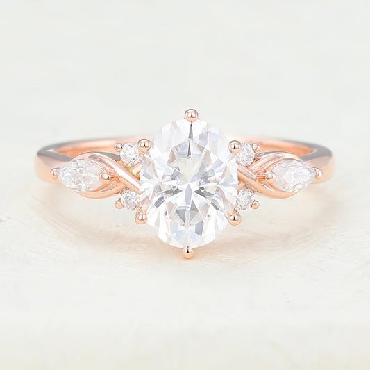 Oval Cluster Lab-Grown Diamond Engagement Ring