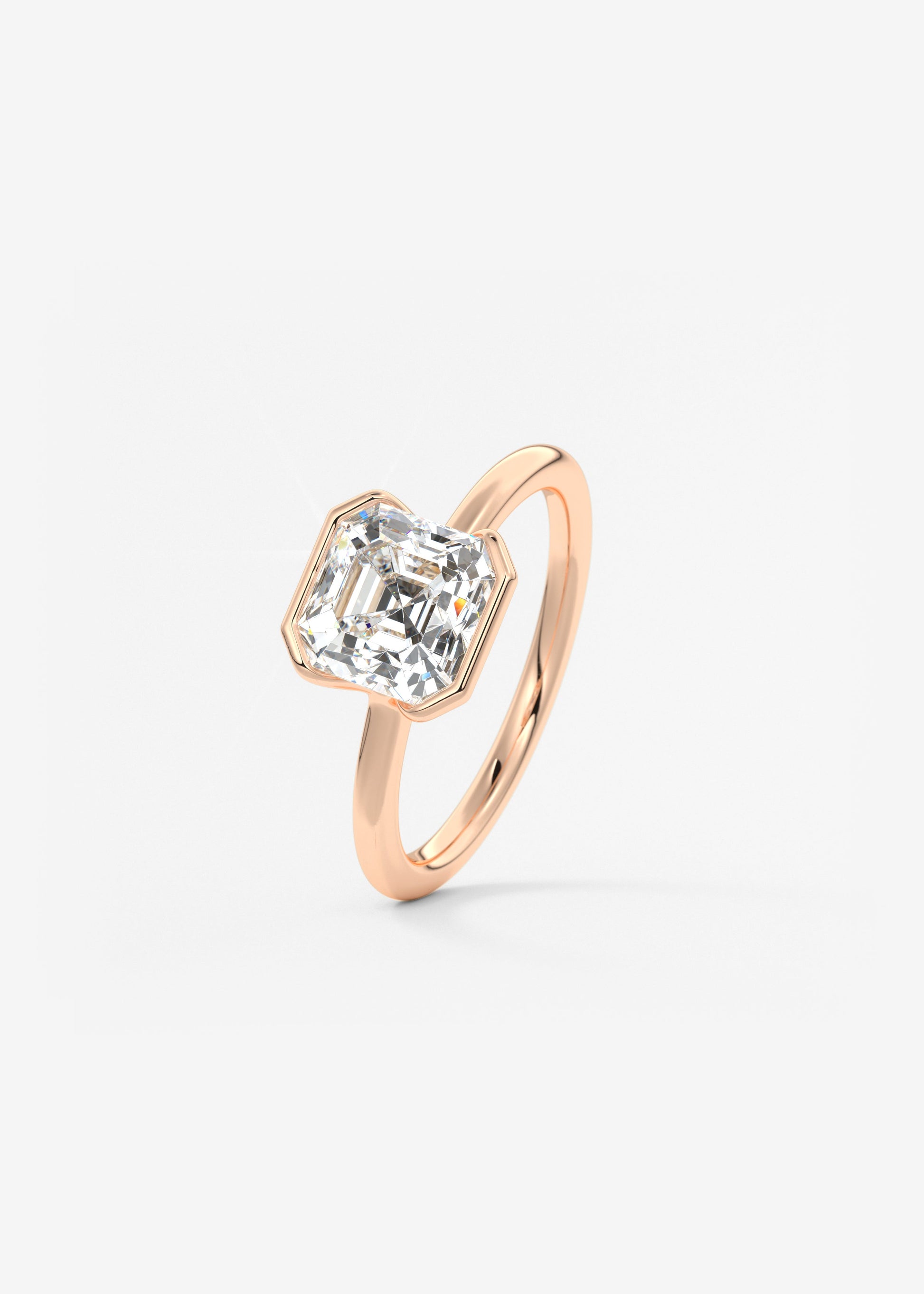 Asscher Half Bezel Lab Grown Diamond Engagement Ring