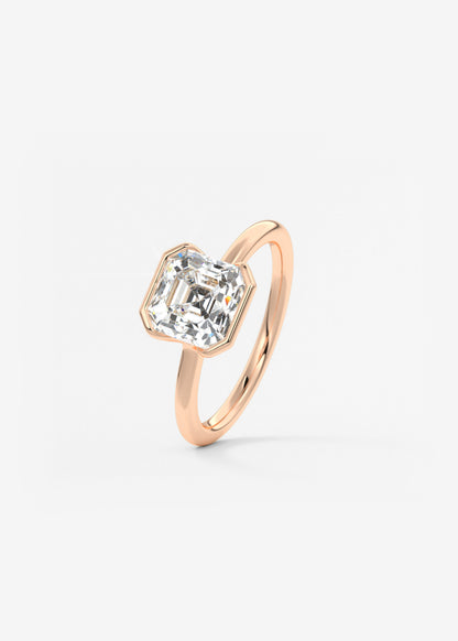 Asscher Half Bezel Lab Grown Diamond Engagement Ring