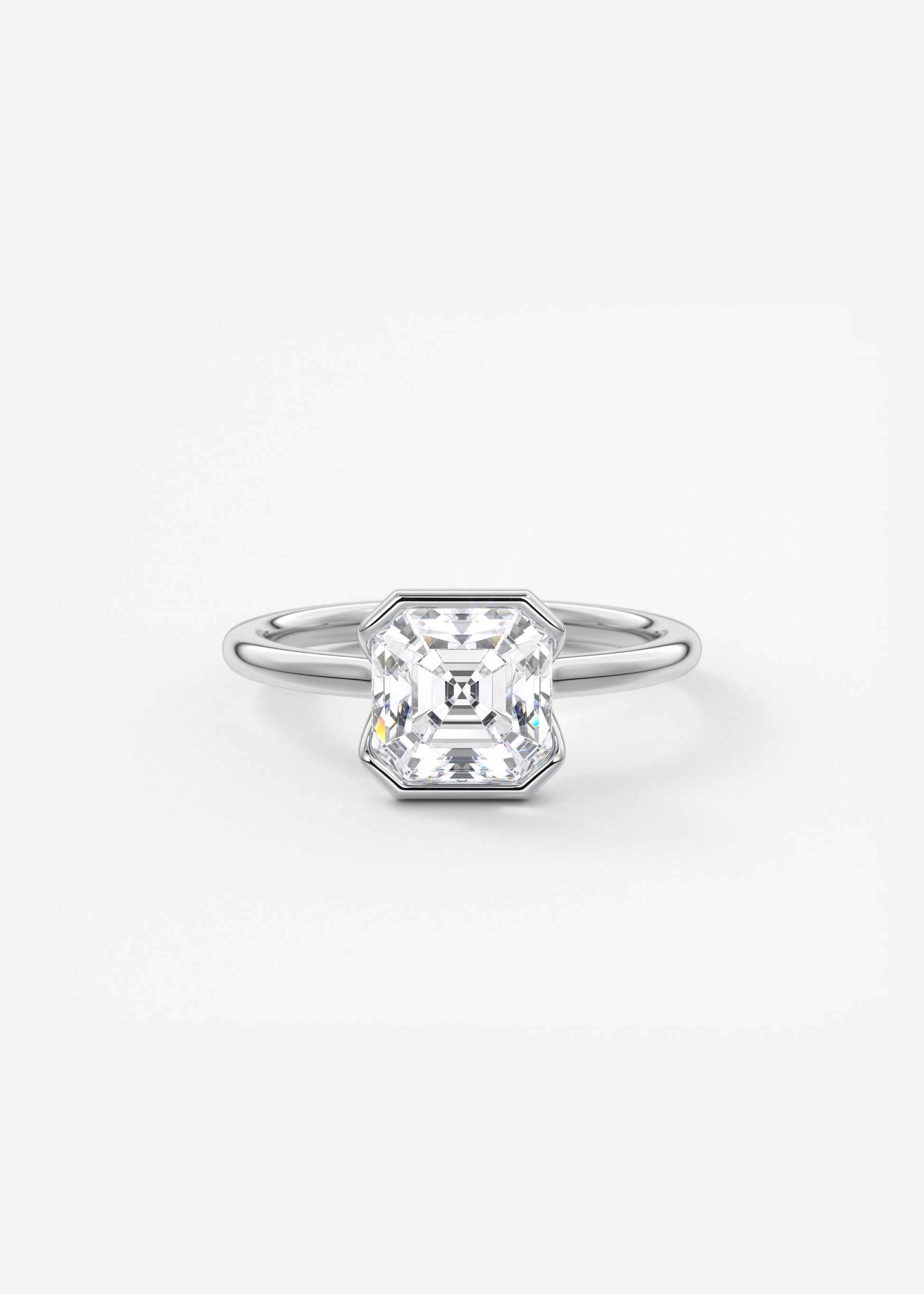 Asscher Half Bezel Lab Grown Diamond Engagement Ring