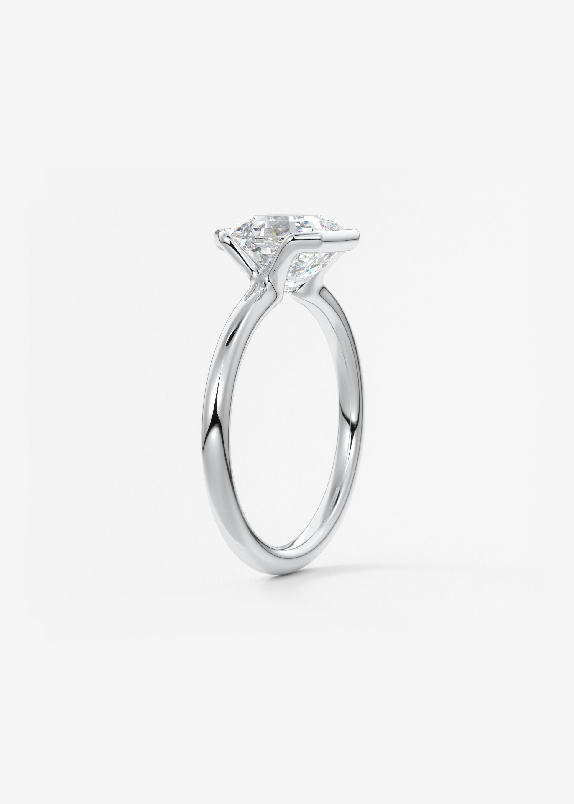 Asscher Half Bezel Lab Grown Diamond Engagement Ring