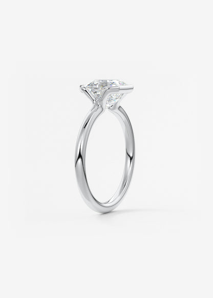 Asscher Half Bezel Lab Grown Diamond Engagement Ring