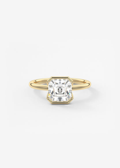 Asscher Half Bezel Lab Grown Diamond Engagement Ring