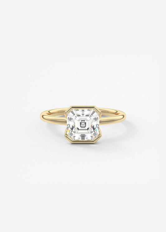 Asscher Half Bezel Lab Grown Diamond Engagement Ring