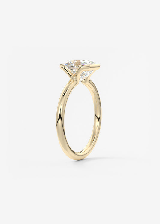 Asscher Half Bezel Lab Grown Diamond Engagement Ring