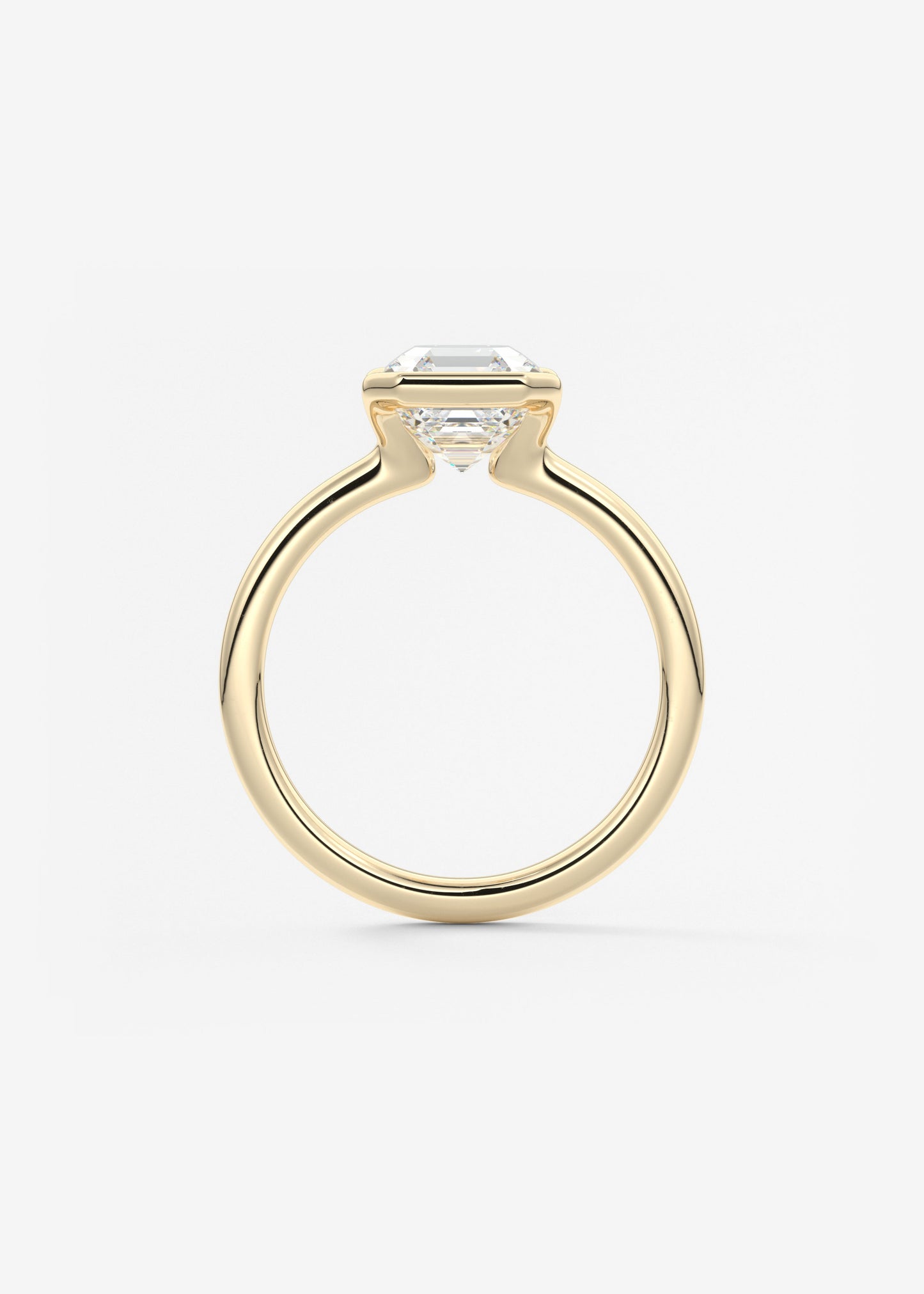 Asscher Half Bezel Lab Grown Diamond Engagement Ring