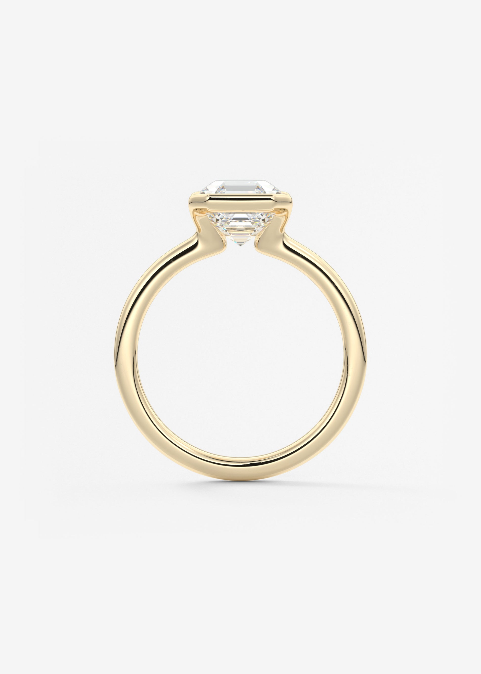 Asscher Half Bezel Lab Grown Diamond Engagement Ring