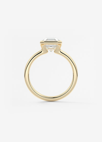 Asscher Half Bezel Lab Grown Diamond Engagement Ring