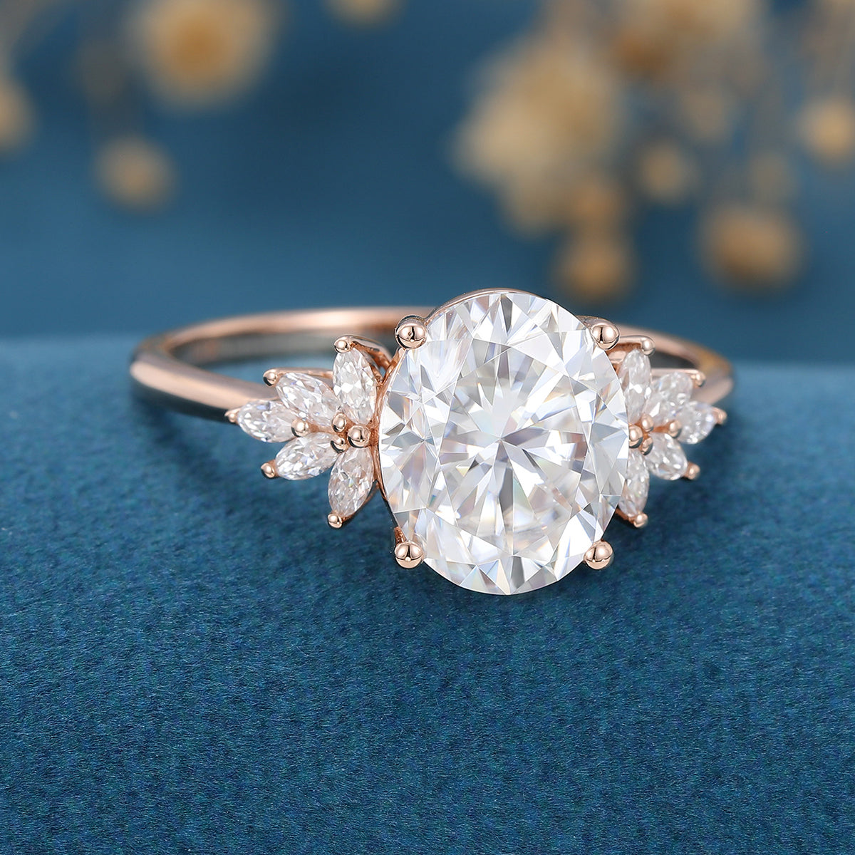 Oval Cluster Lab Grown Diamond Engagement Ring