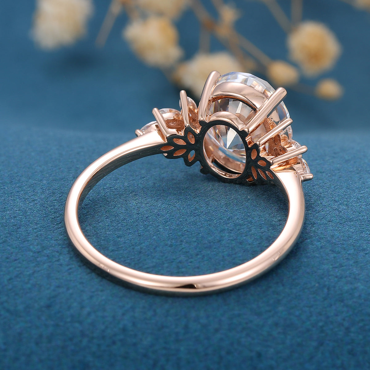 Oval Cluster Lab Grown Diamond Engagement Ring