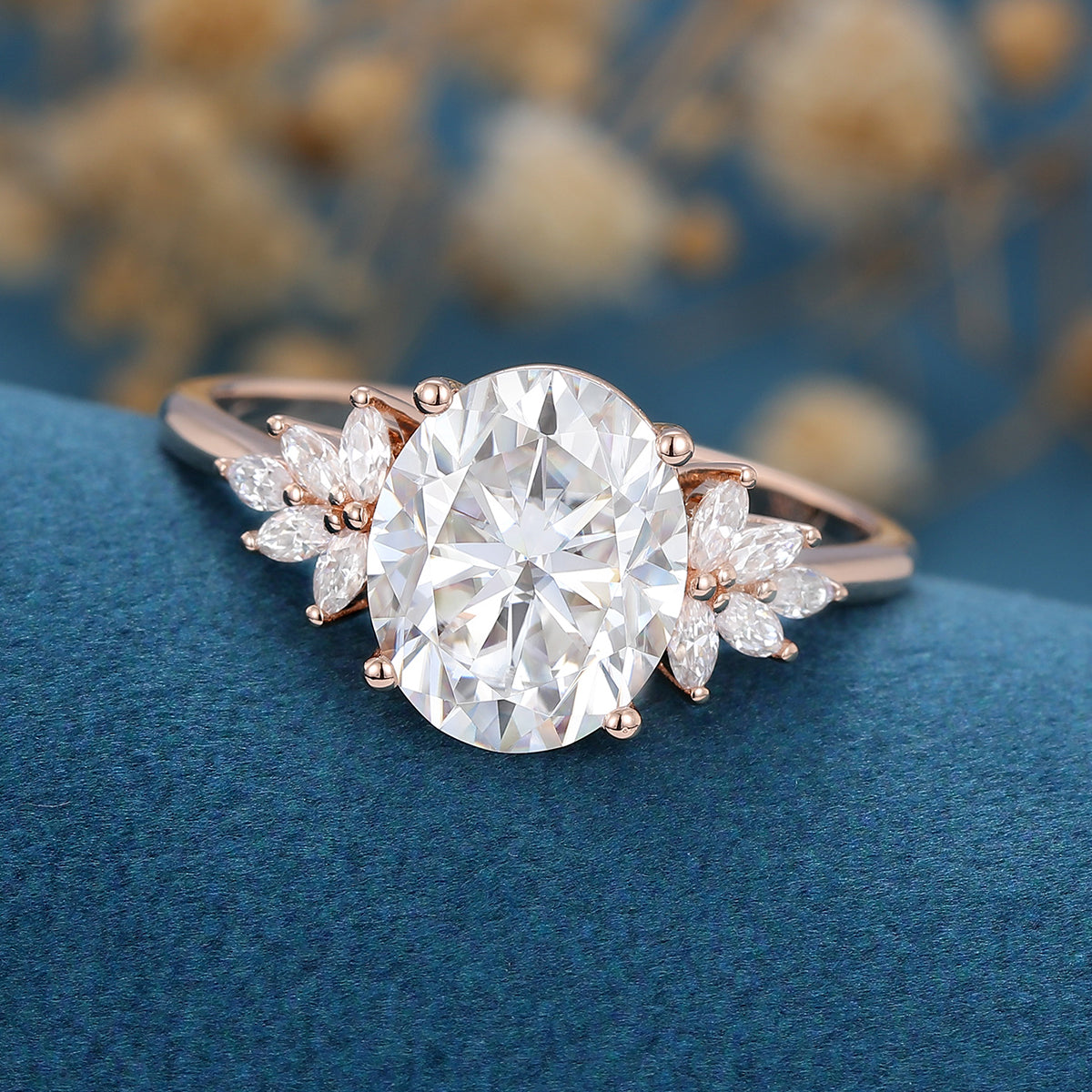 Oval Cluster Lab Grown Diamond Engagement Ring
