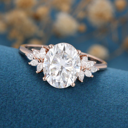 Oval Cluster Lab Grown Diamond Engagement Ring
