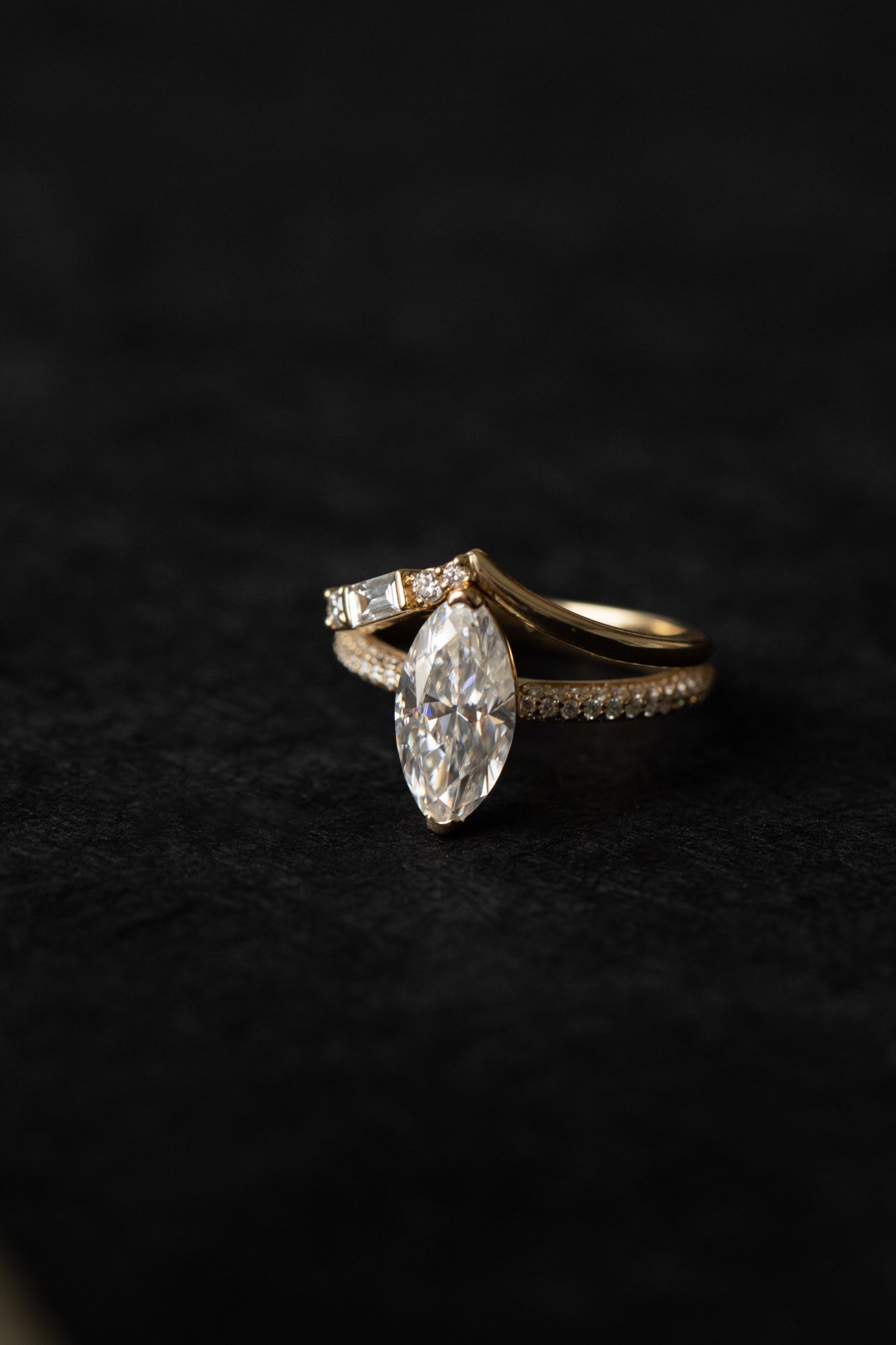 0.17 CT Round & Baguette Curved Cluster Lab Grown Diamond Wedding Band