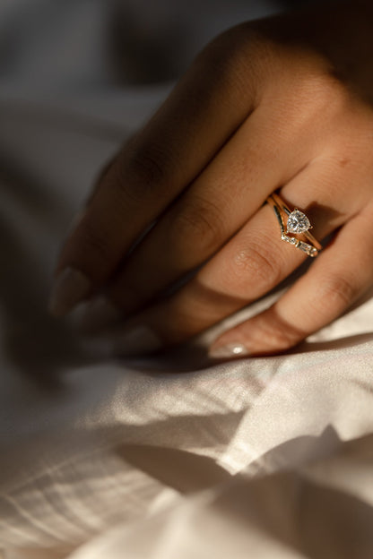 0.17 CT Round & Baguette Curved Cluster Lab Grown Diamond Wedding Band